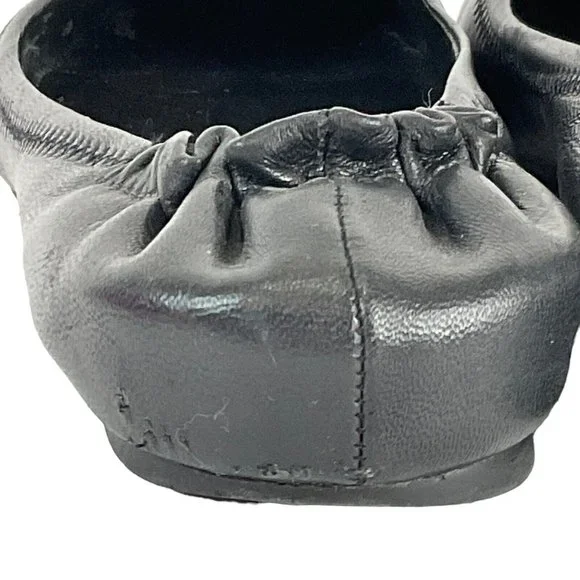 Tory Burch Shoes Womens Size 7.5 Black Minnie Travel Ballet Flat Napa Leather - Picture 14 of 16